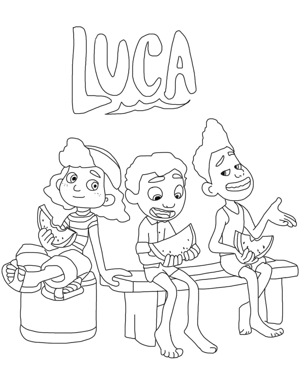 Giulia, Luca et Alberto coloring page