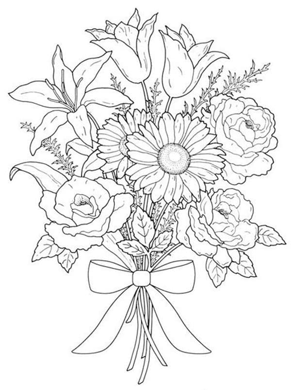 Coloriage Gros Bouquet de Fleurs