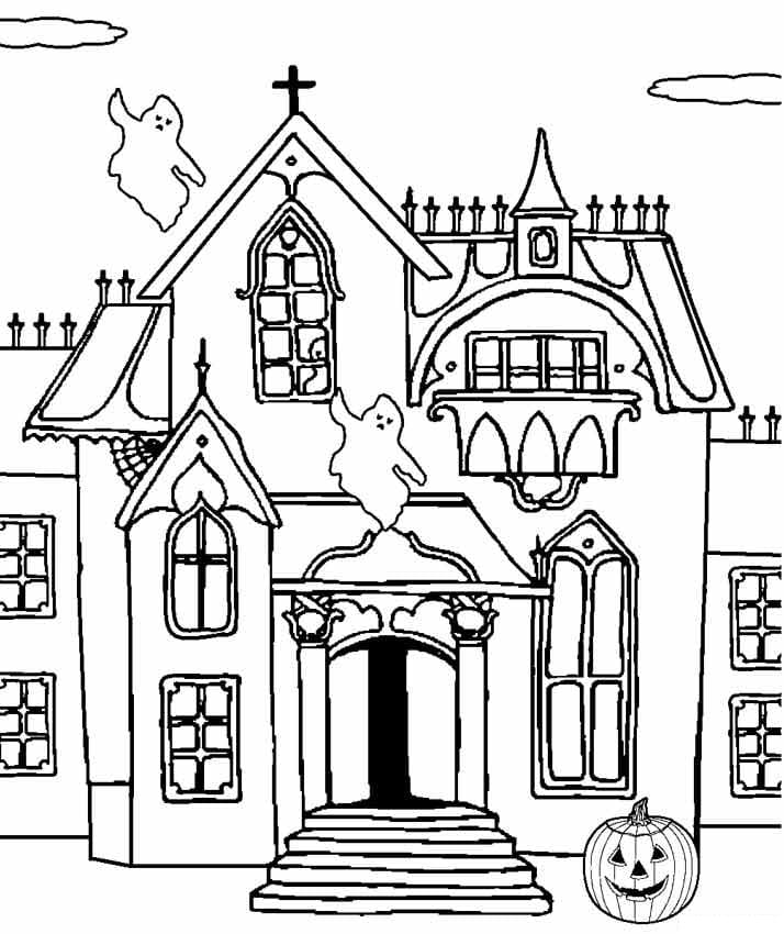 Halloween Maison Hantée Imprimable coloring page