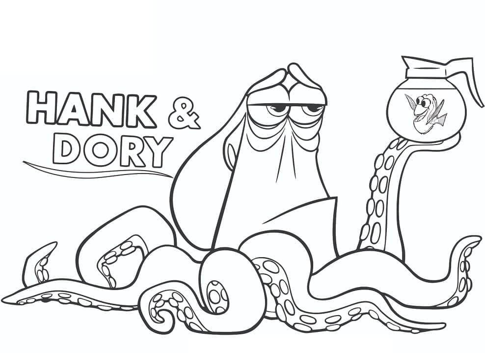 Hank et Dory de Le Monde De Dory coloring page