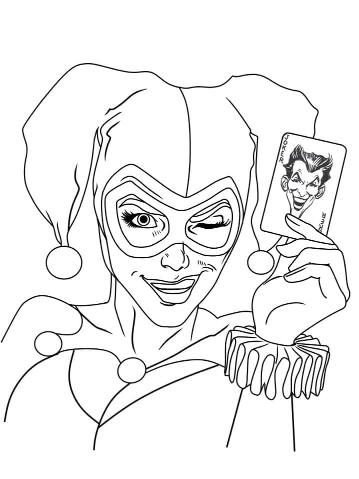 Coloriage Harley Quinn et Carte Joker
