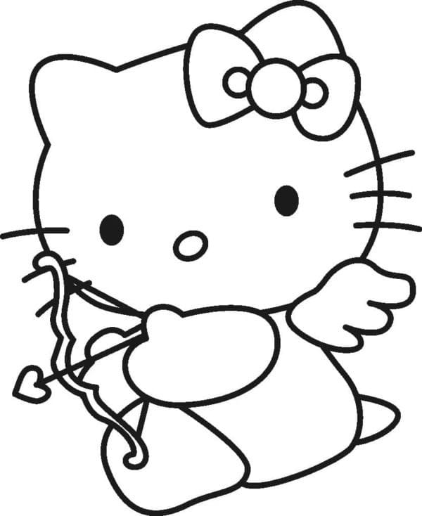 Coloriage Hello Kitty Cupidon