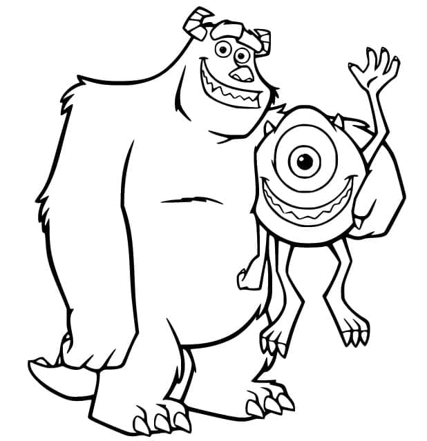 Jacques Sullivan et Bob Razowski Monstres et Cie coloring page