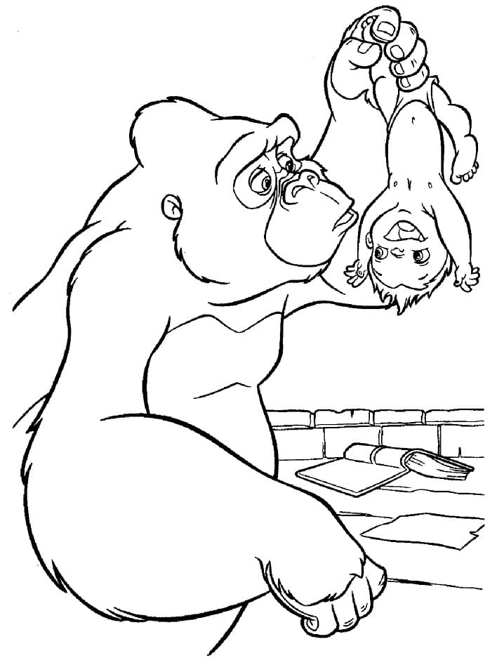 Kala avec Bébé Tarzan coloring page