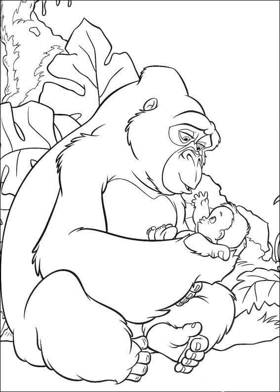 Kala et Bébé Tarzan coloring page