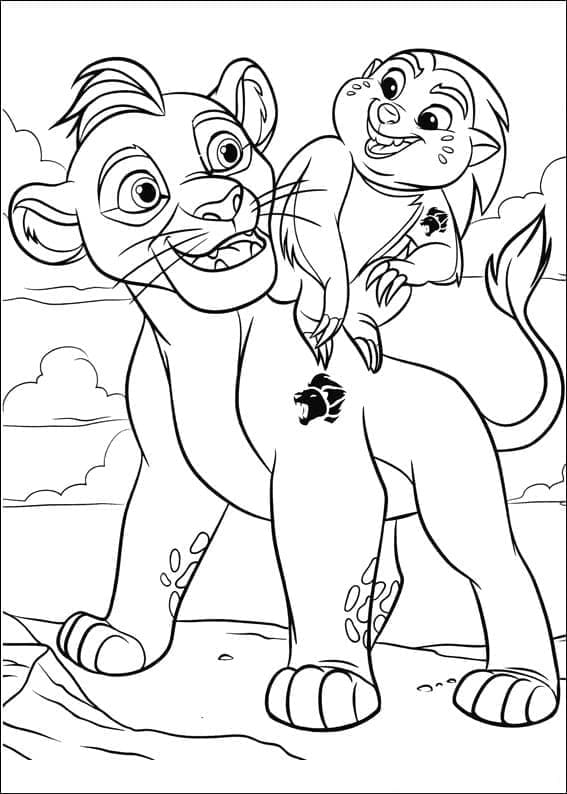 Kion et Bunga de La Garde Du Roi Lion coloring page
