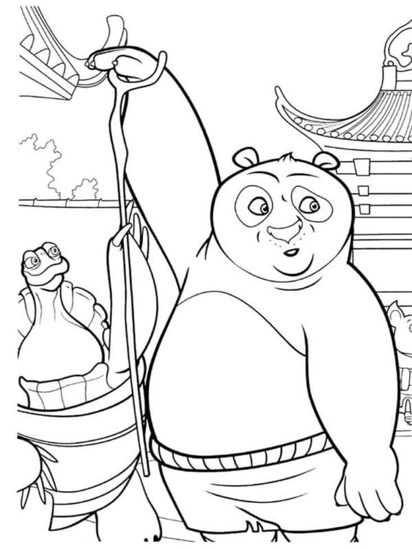 Coloriage Kung Fu Panda Oogway et Po Ping