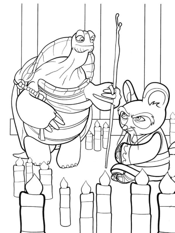 Kung Fu Panda Oogway et Shifu coloring page