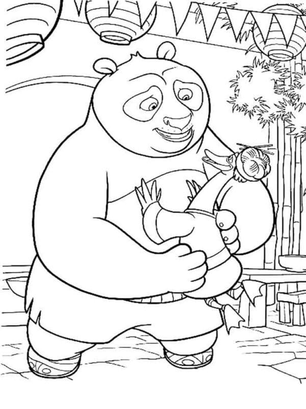 Kung Fu Panda Po et M. San Ping coloring page