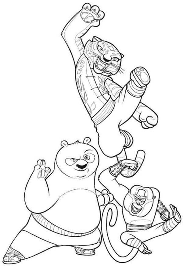 Kung Fu Panda Po Ping, Tigresse et Grue coloring page