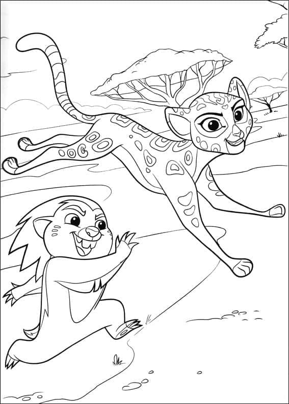 La Garde Du Roi Lion Bunga et Fuli coloring page