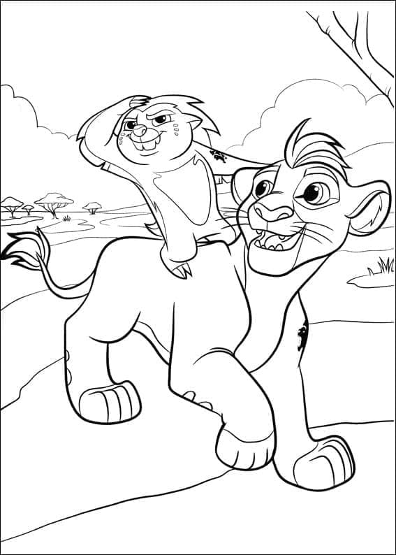 La Garde Du Roi Lion Bunga et Kion coloring page
