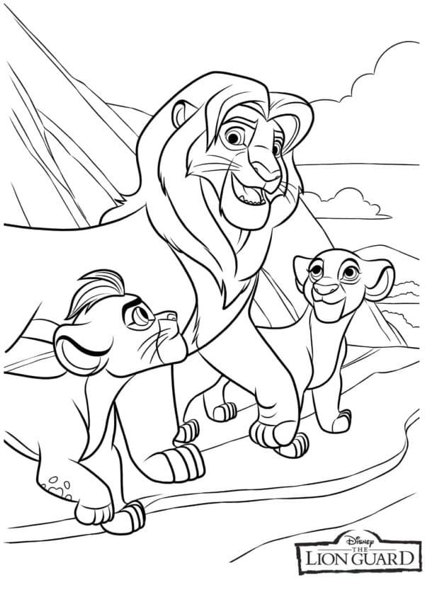 Coloriage La Garde Du Roi Lion Gratuit Pour les Enfants