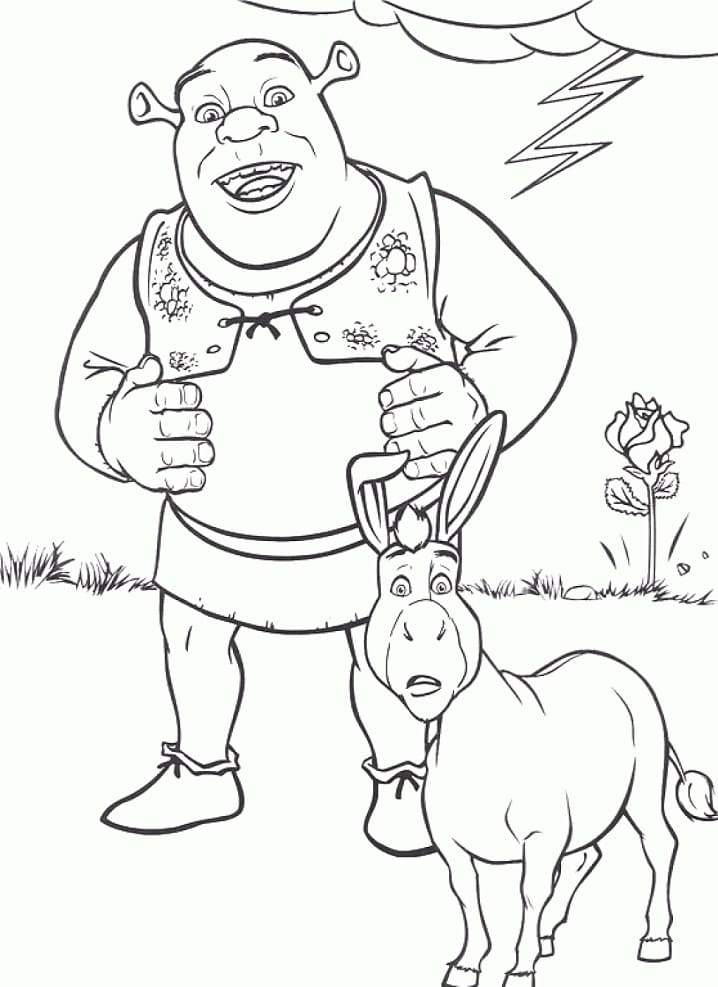 L’Âne avec Shrek coloring page