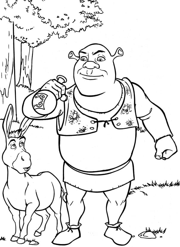 L’Âne et Shrek coloring page