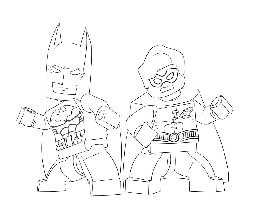Coloriage Lego Batman et Robin