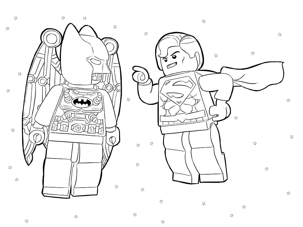 Coloriage Lego Batman et Superman