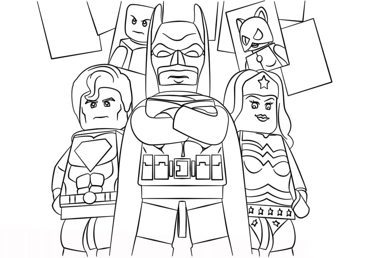 Coloriage Lego Batman, Superman et Wonder Woman