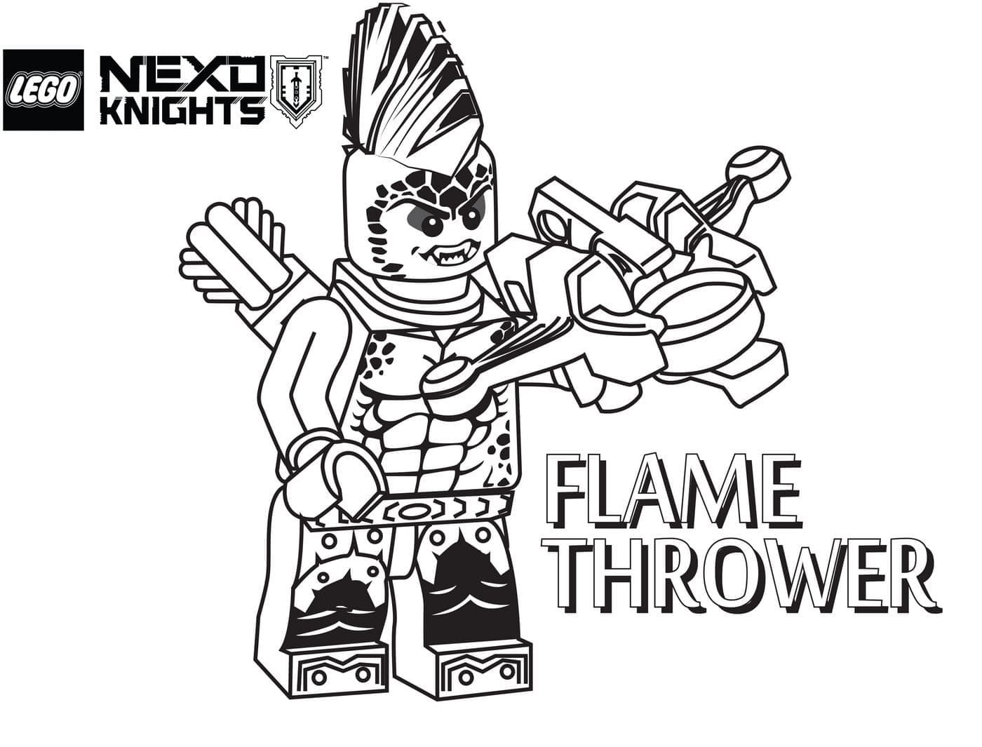 Lego Nexo Knights Flame Thrower coloring page