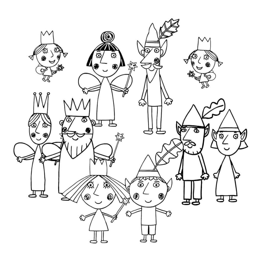 Les Personnages de Le Petit Royaume De Ben Et Holly coloring page