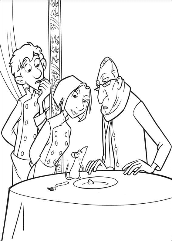 Linguini, Colette Tatou et Anton Ego coloring page