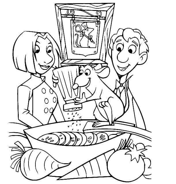Linguini, Colette Tatou et Rémy coloring page