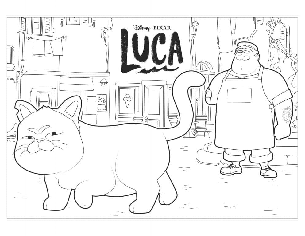 Machiavelli et Massimo de Disney Pixar Luca coloring page