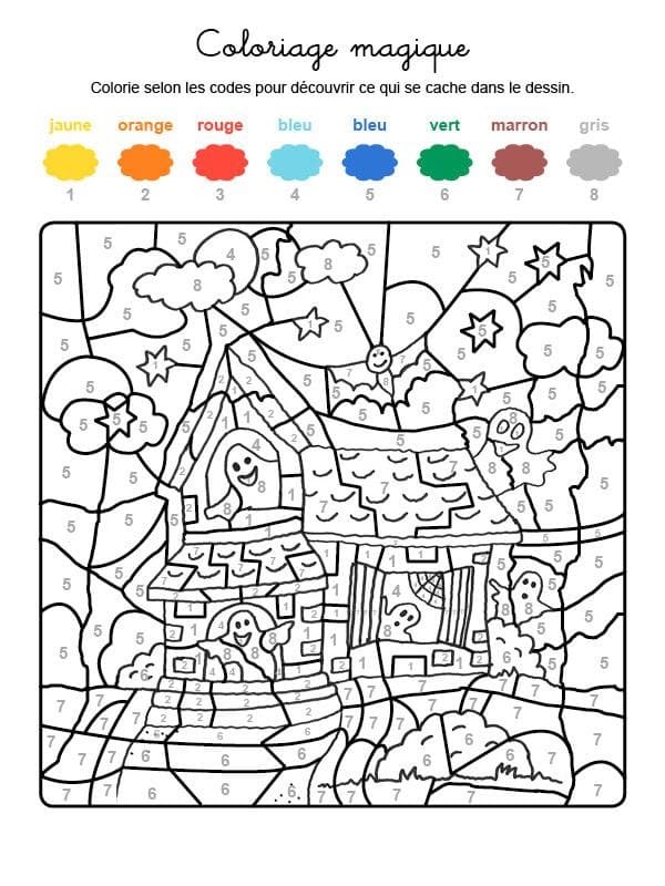 Coloriage Magique Halloween - Maison Hantée