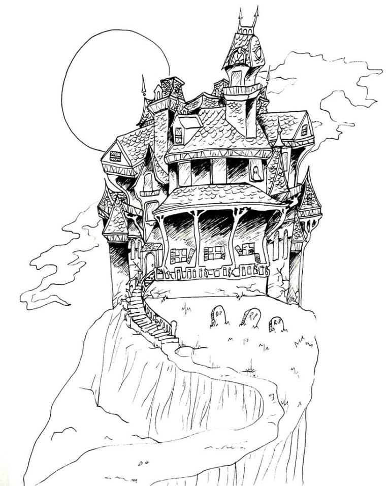 Maison Hantée Abandonnée coloring page