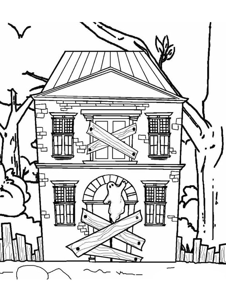 Maison Hantée d’Halloween Gratuite coloring page