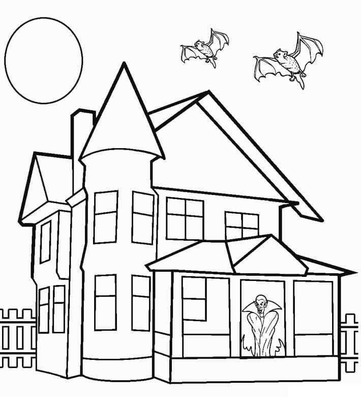 Maison Hantée d’Halloween Normale coloring page