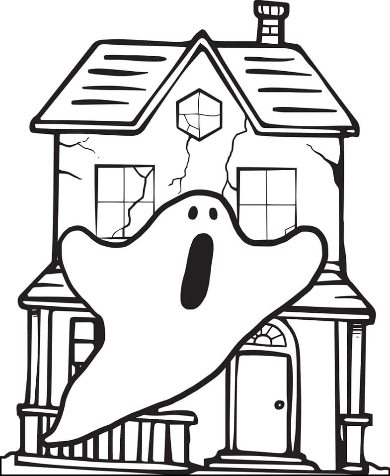 Maison Hantée et Fantôme coloring page