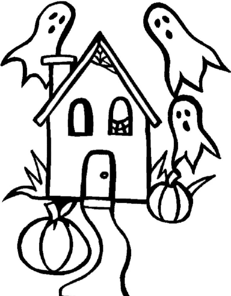 Maison Hantée et Fantômes coloring page