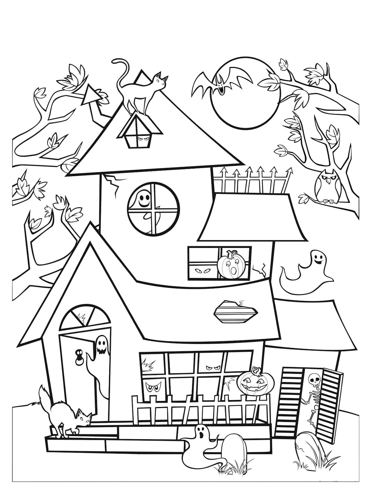 Maison Hantée Gratuite Pour les Enfants coloring page