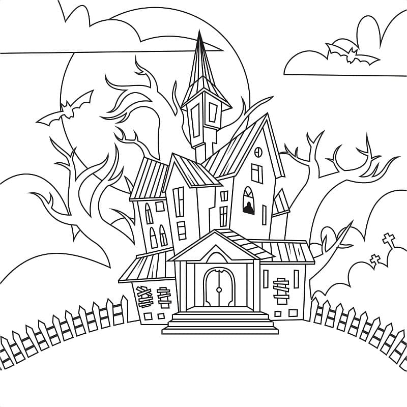 Maison Hantée Pour Enfants coloring page