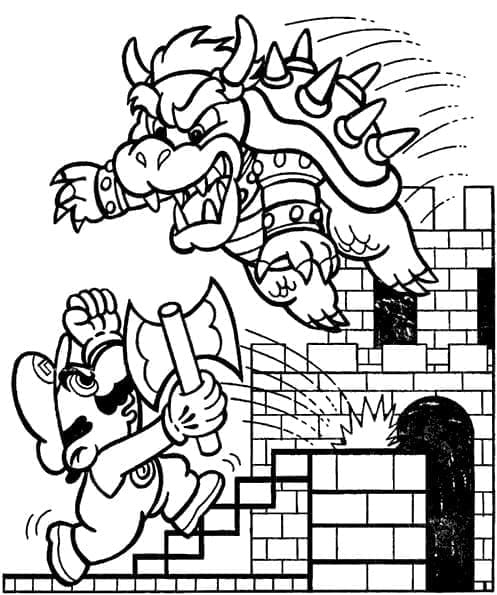Coloriage Mario et Bowser