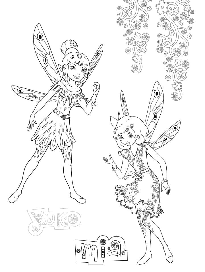 Mia et Yuko coloring page