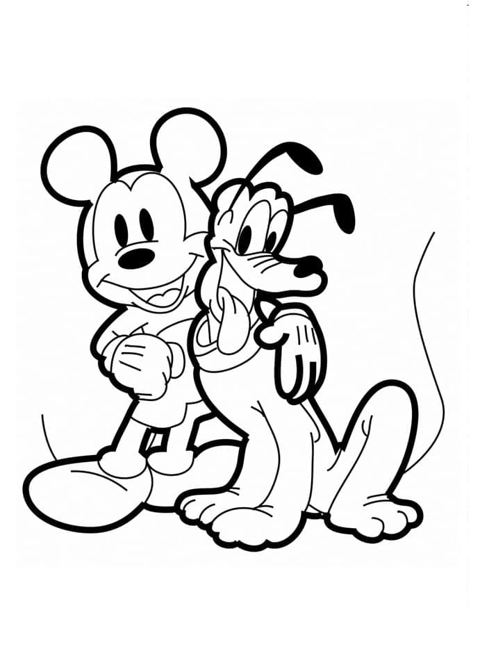 Mickey et Pluto coloring page