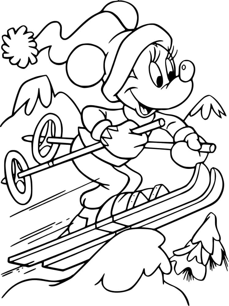 Coloriage Minnie au Ski