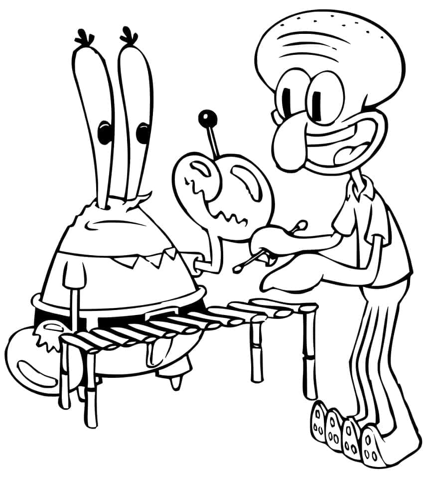 Monsieur Krabs et Carlo Tentacule coloring page