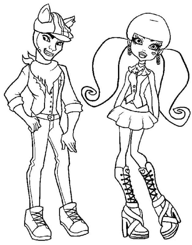 Monster High Clawd et Draculaura coloring page