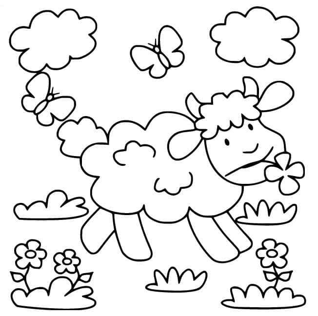 Mouton et Papillon coloring page