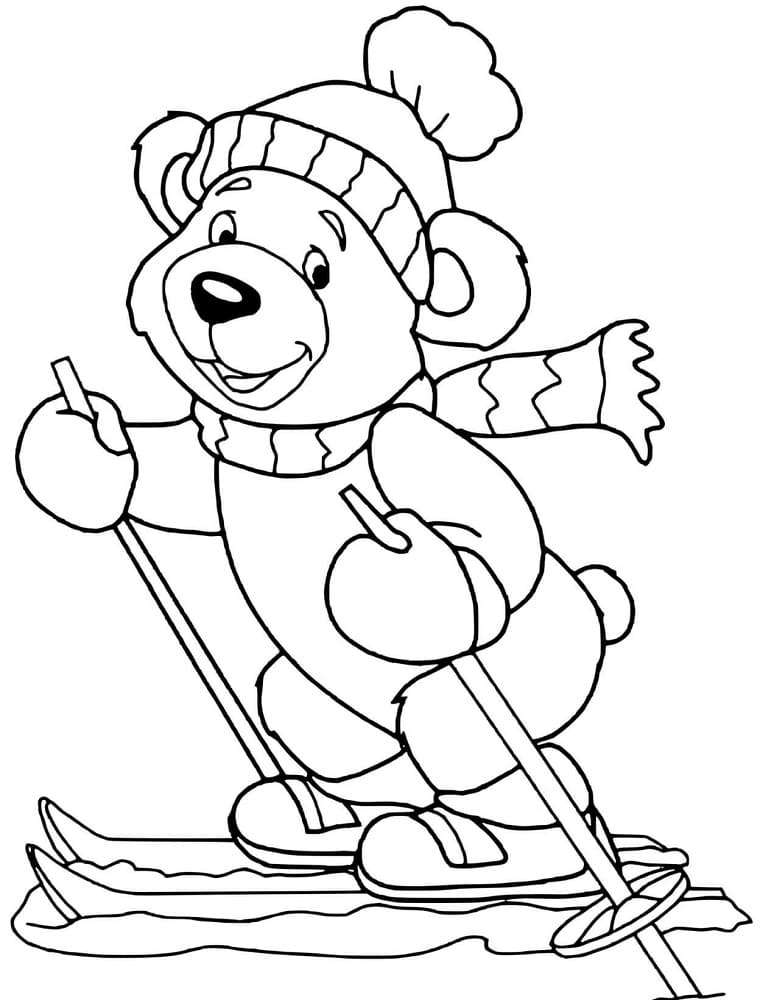 Coloriage Ours Skieur