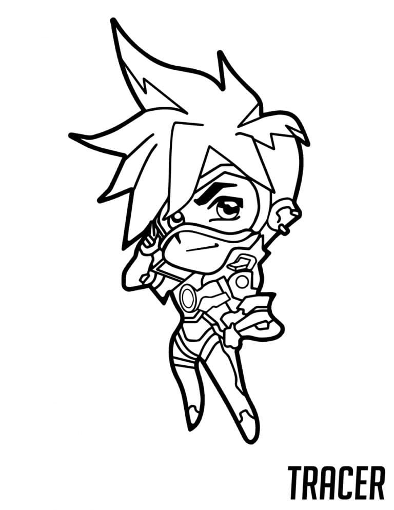 Coloriage Overwatch Chibi Tracer