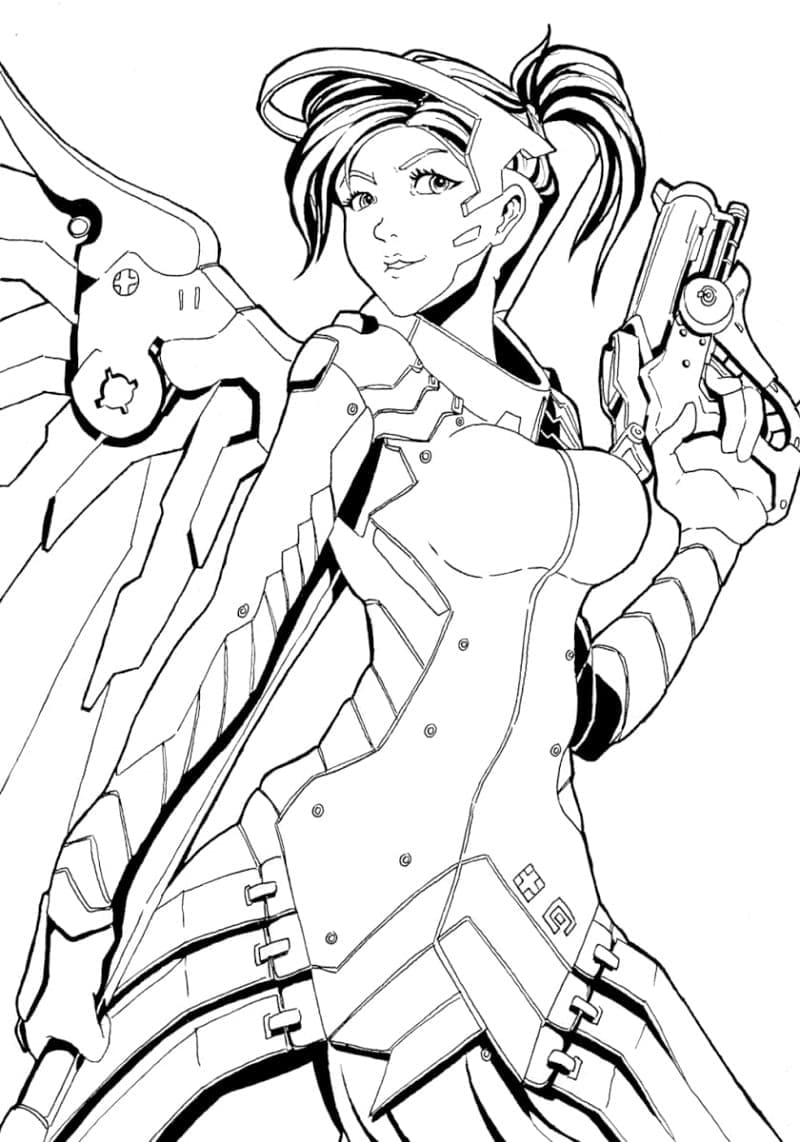 Coloriage Overwatch Mercy