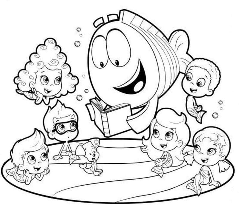 Personnages dans Bubulle Guppies coloring page