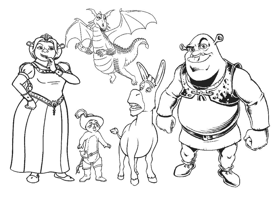 Personnages dans Shrek coloring page