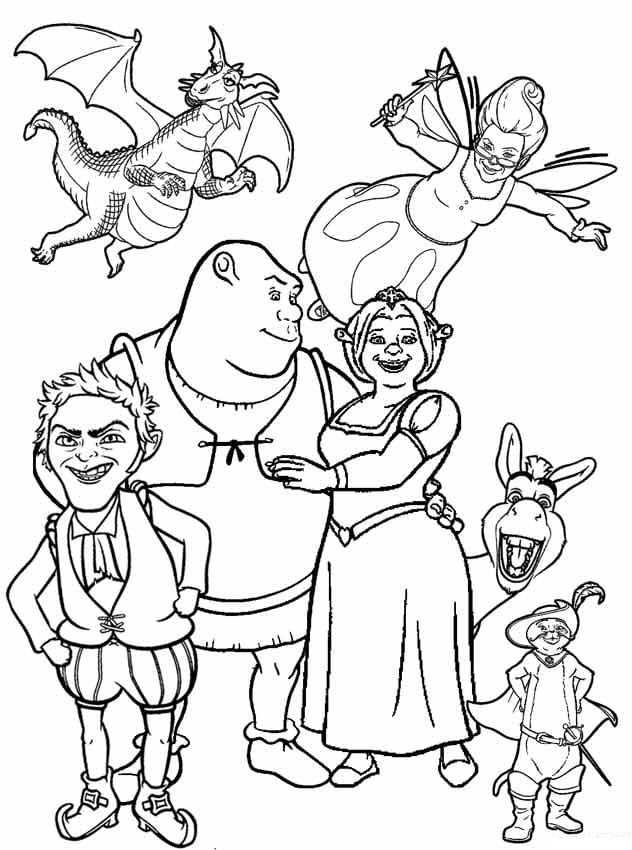 Coloriage Personnages de Shrek