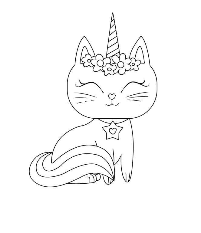 Petit Chat Licorne coloring page
