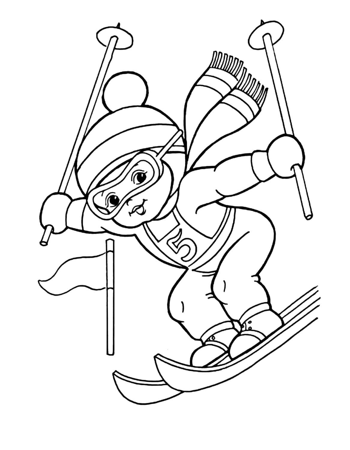 Coloriage Petit Garçon de Ski